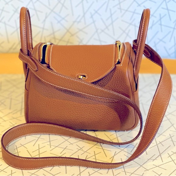 Hermes Handbags - Hermes Mini Lindy in Gold Clemence Gold Hardware full set